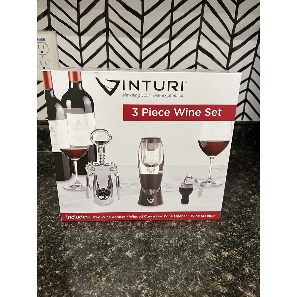 NEW Vinturi Wine Tool 3 pieces with Wine Aerator, Wine Opener and Stopper SEALED